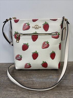 Coach Mini Rowan File Bag Strawberry Print Chalk Multi Crossbody NWT